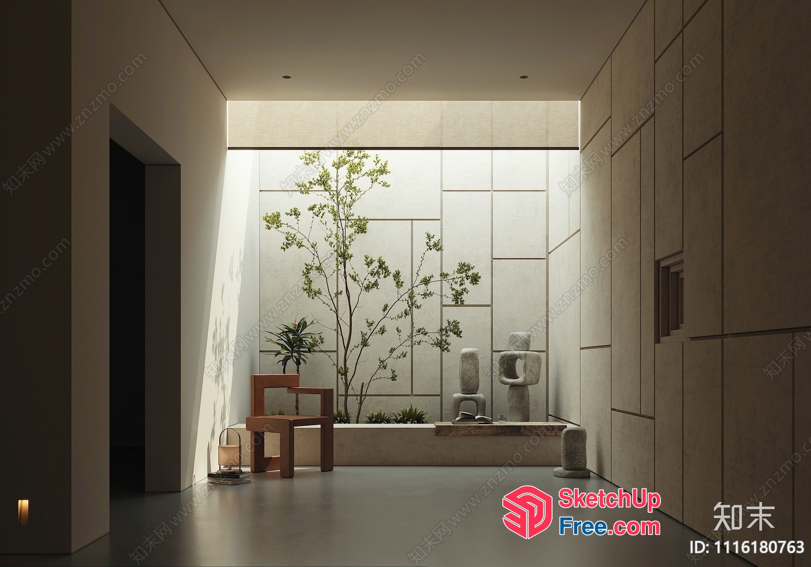 Minimalist Modern Interior With Natural Elements 3D SketchUp File