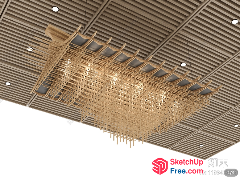 Intricate Wooden Ceiling Design 3D SketchUp File
