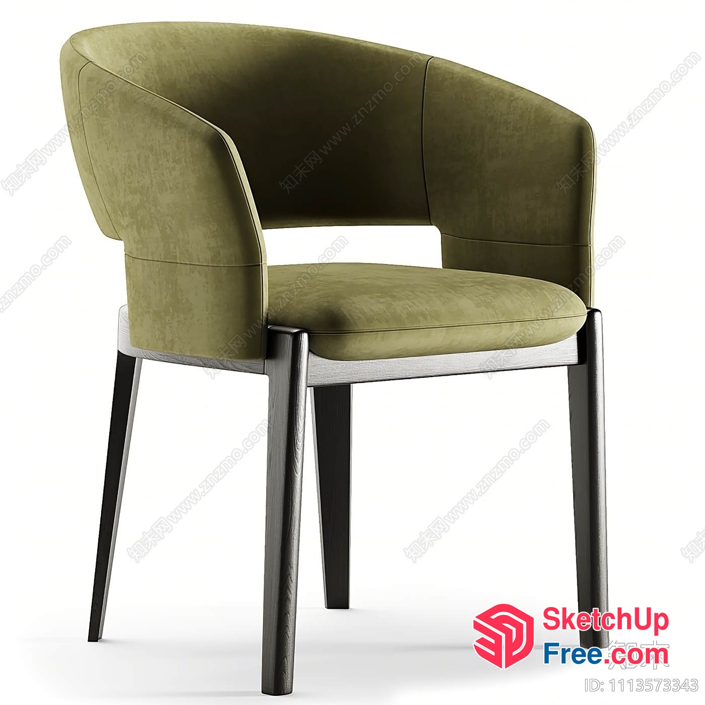 Modern Green Velvet Armchair 3D SketchUp File