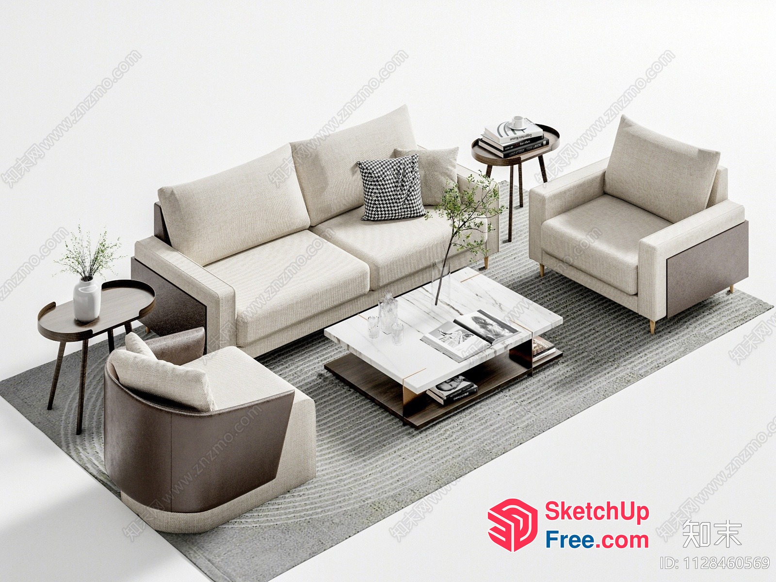 Modern Minimalist Living Room Furniture Set 3D SketchUp File