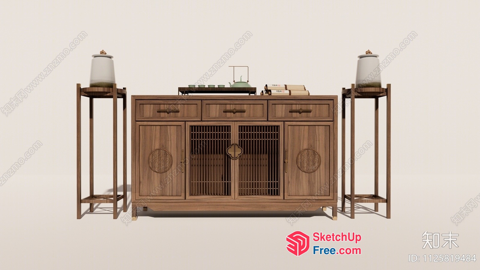 Traditional Japanese-Inspired Wooden Furniture 3D SketchUp File