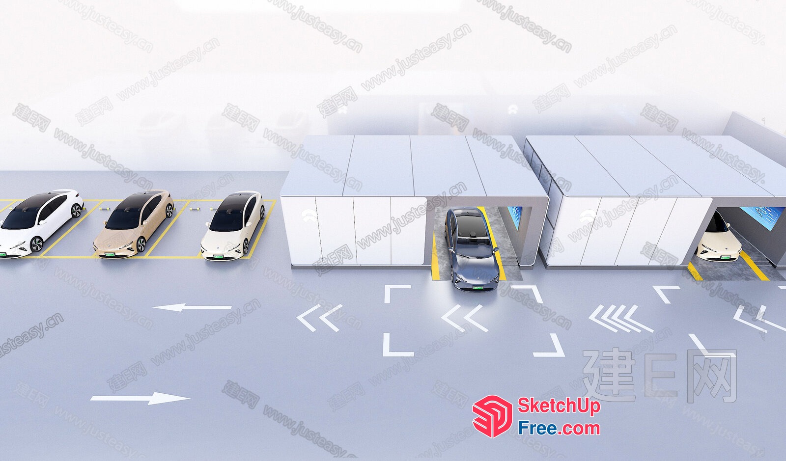 Modern Parking Garage Entrance 3D SketchUp File