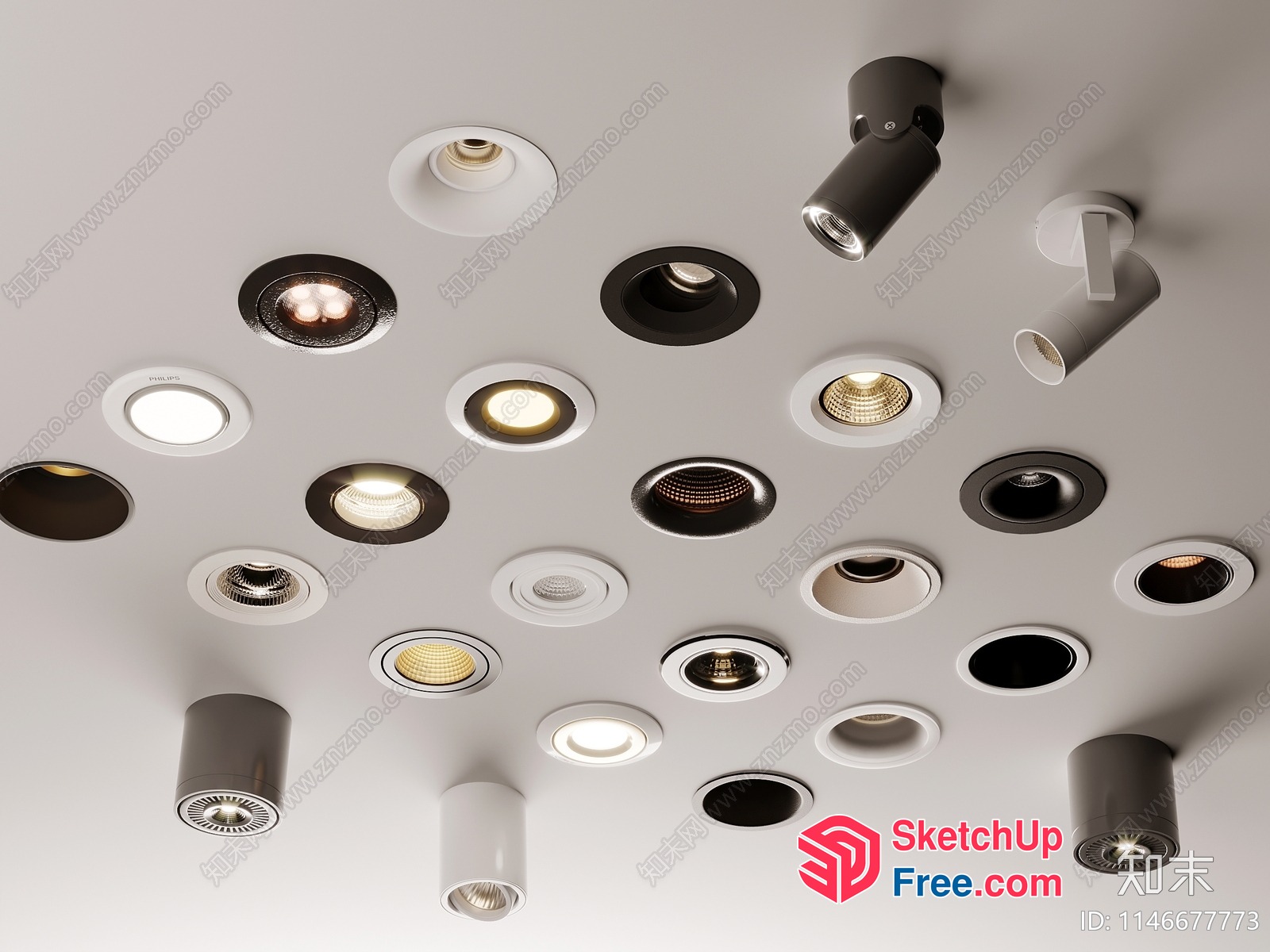 Modern Ceiling Lighting Options 3D SketchUp File