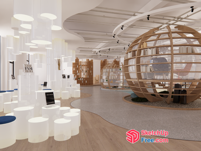 Modern, Sleek, And Spacious Office Interior Design 3D SketchUp File