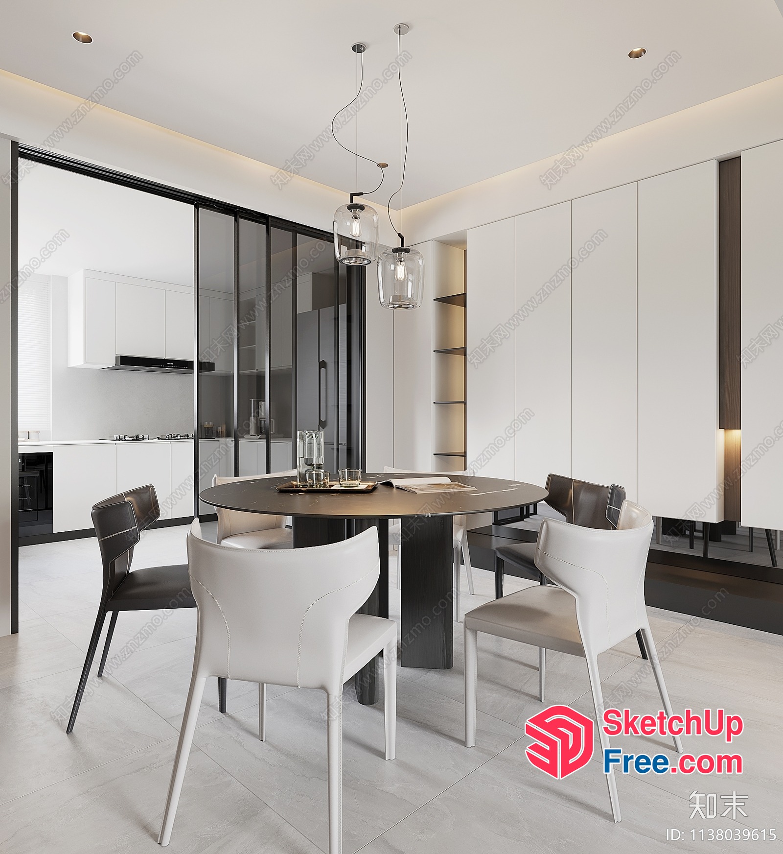 Modern Minimalist Dining Room With Sleek Furniture 3D SketchUp File