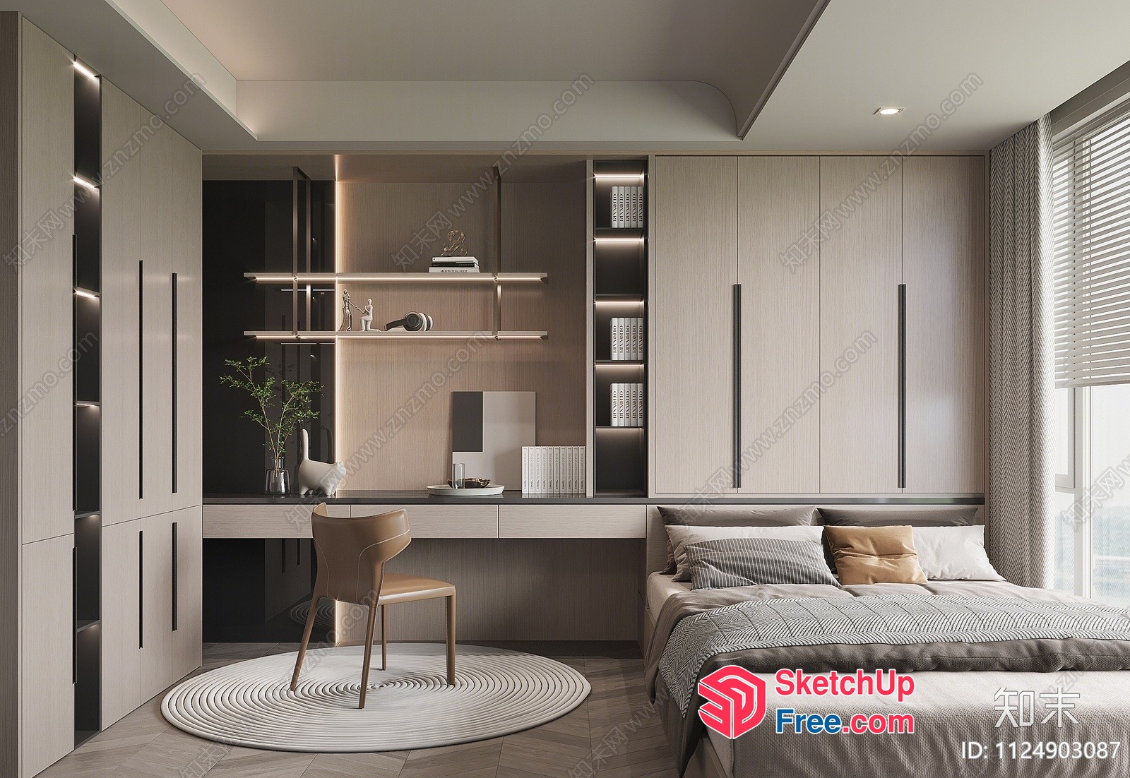 Modern Bedroom Interior With Sleek Furniture And Natural Light 3D SketchUp File