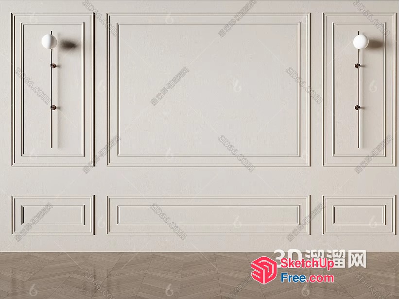 Classic Moulding And Railing Interior 3D SketchUp File
