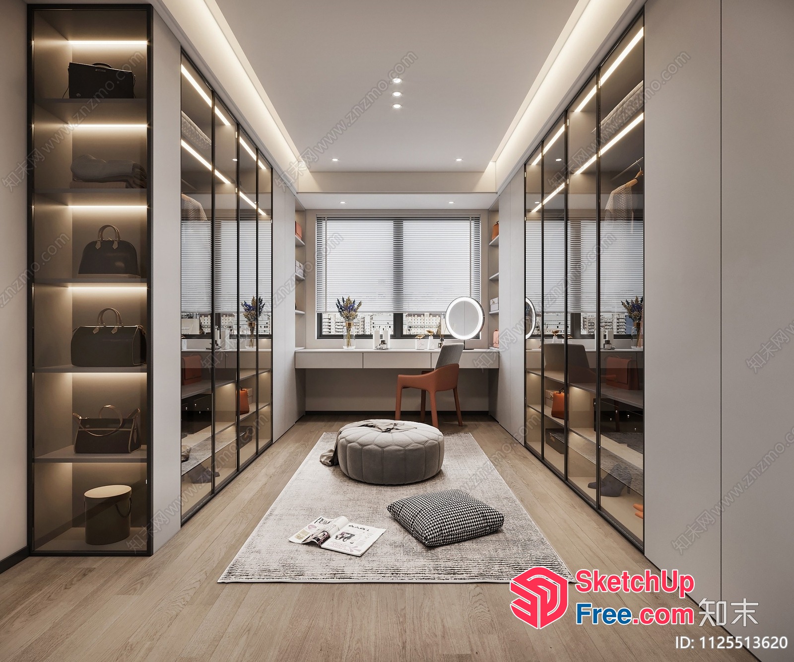 Modern Minimalist Wardrobe And Dressing Area 3D SketchUp File