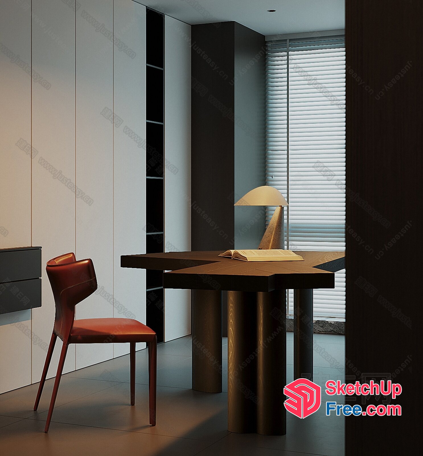 Modern Minimalist Study Room With Sleek Furniture 3D SketchUp File