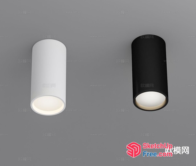 Two Modern Wall Lights With White And Black Shades 3D SketchUp File