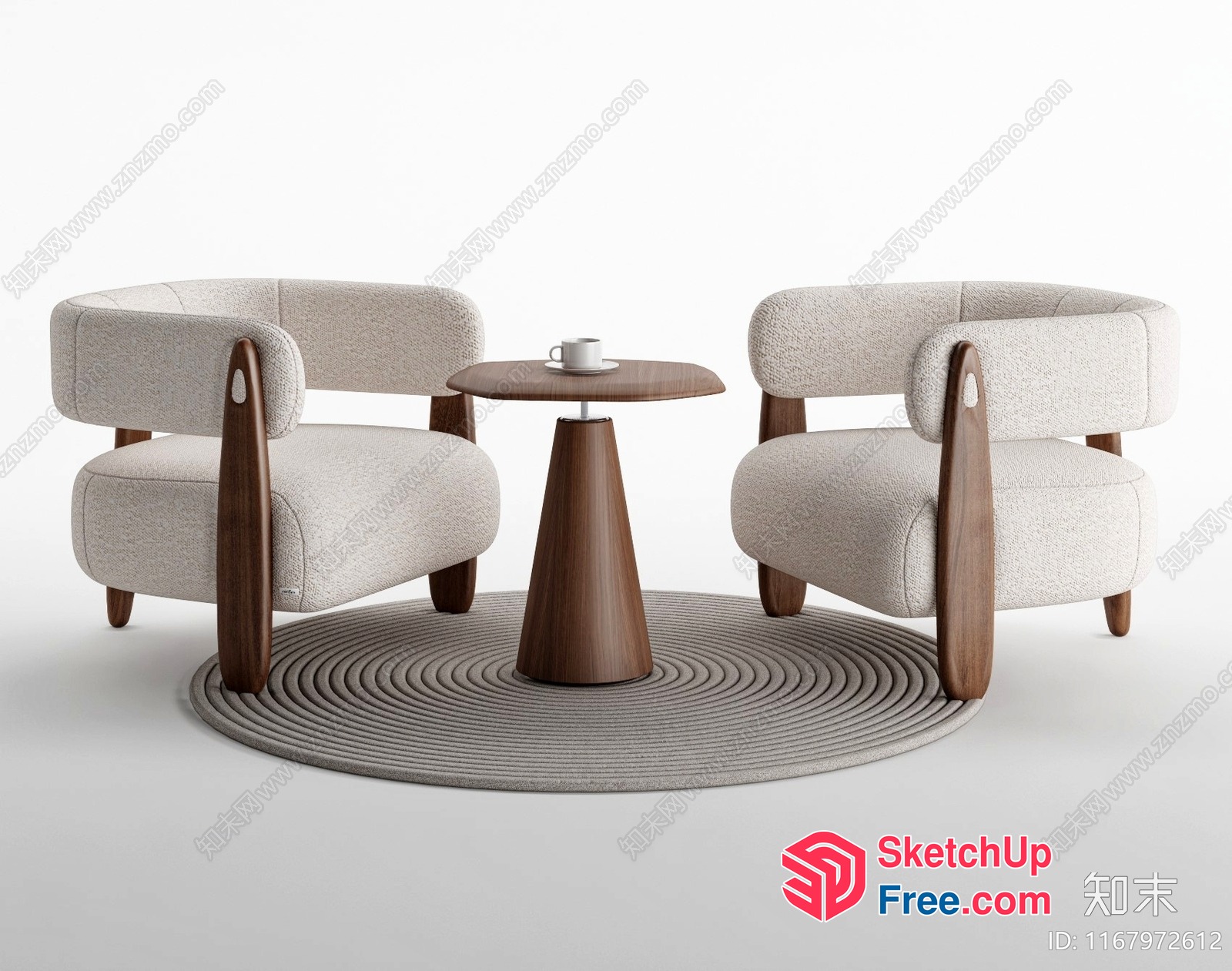 Modern Minimalist Living Room Furniture Set 3D SketchUp File