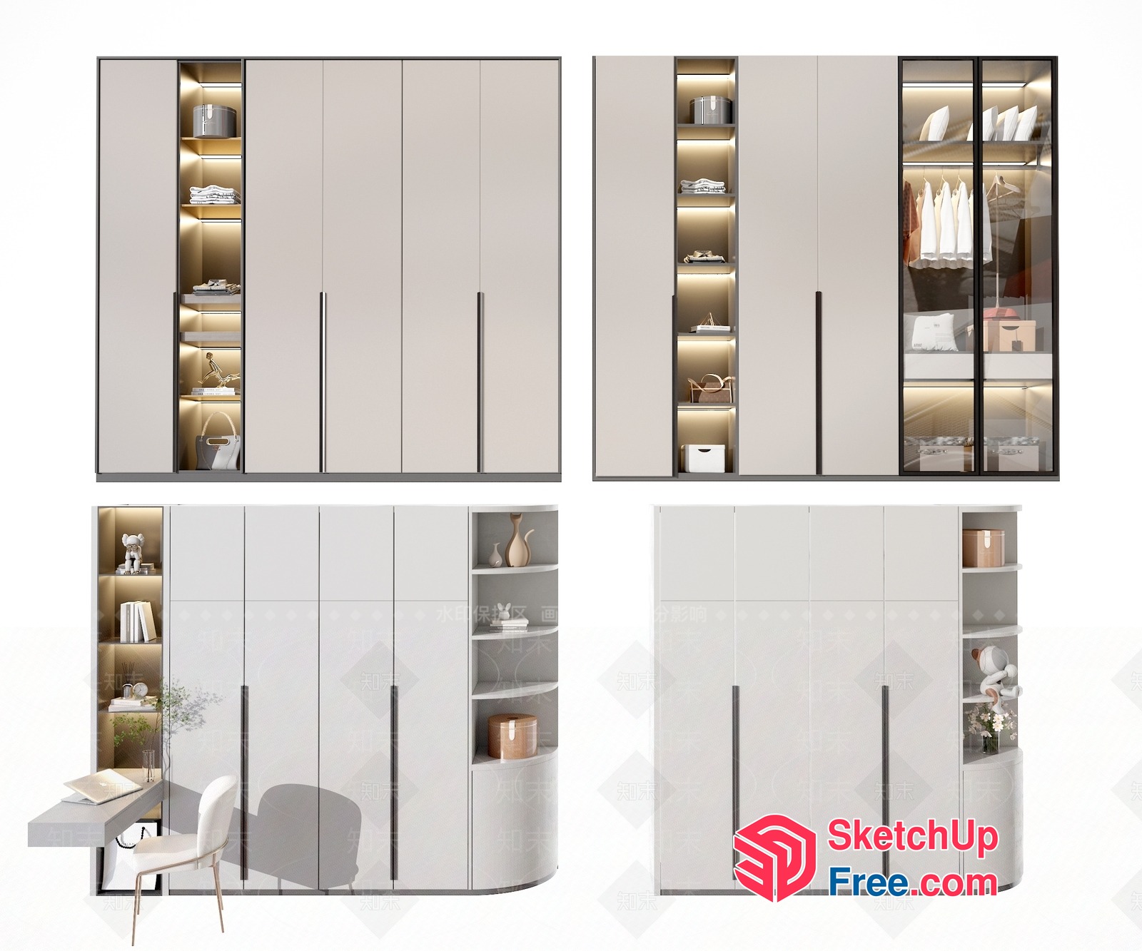 Modern Minimalist Wardrobe And Storage Furniture 3D SketchUp File