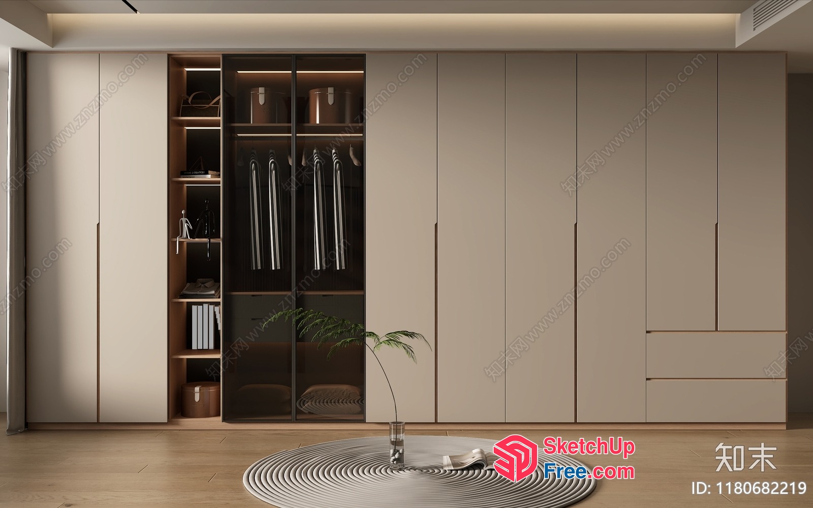 Modern Wardrobe Design With Storage And Display 3D SketchUp File