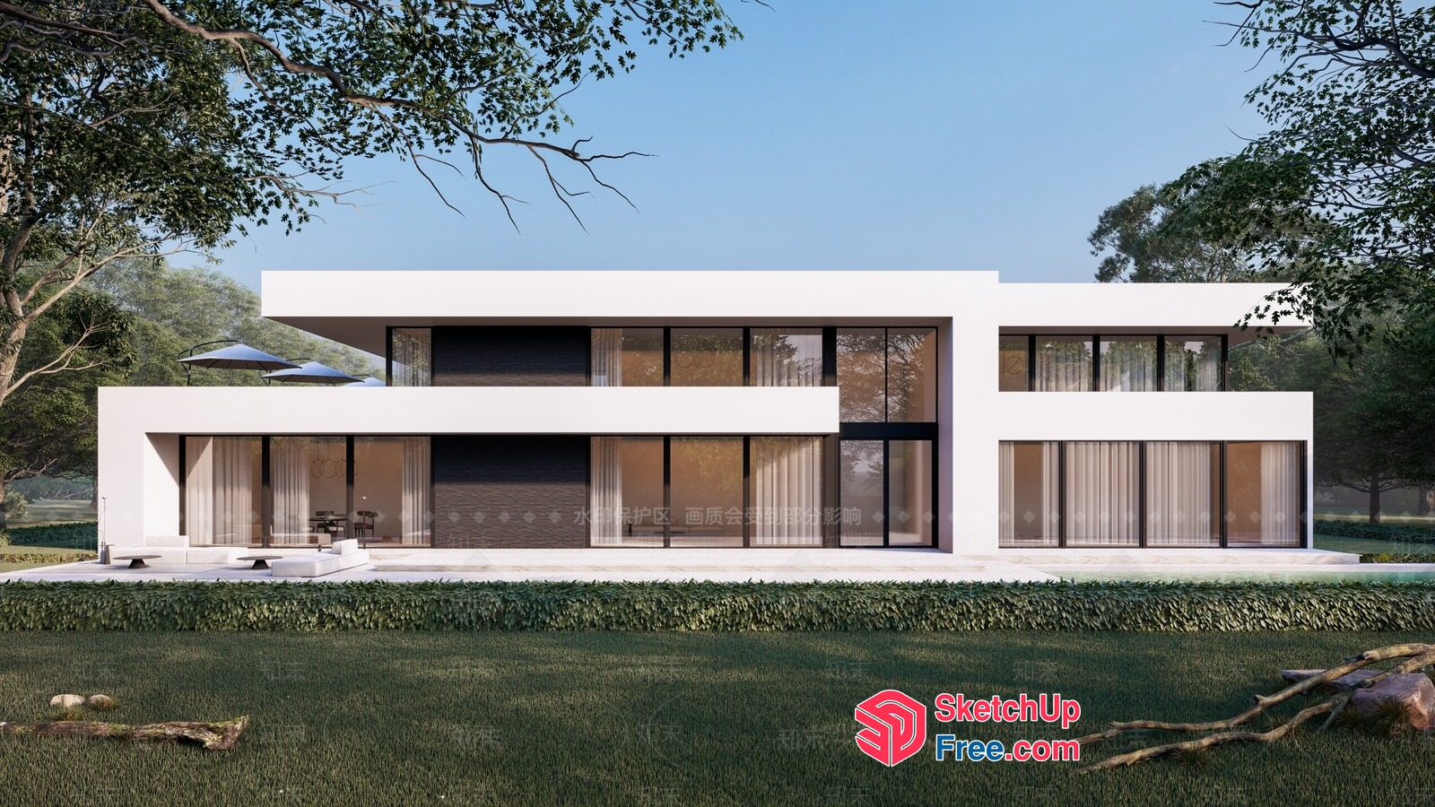 Modern Minimalist Luxury Villa Exterior 3D SketchUp File