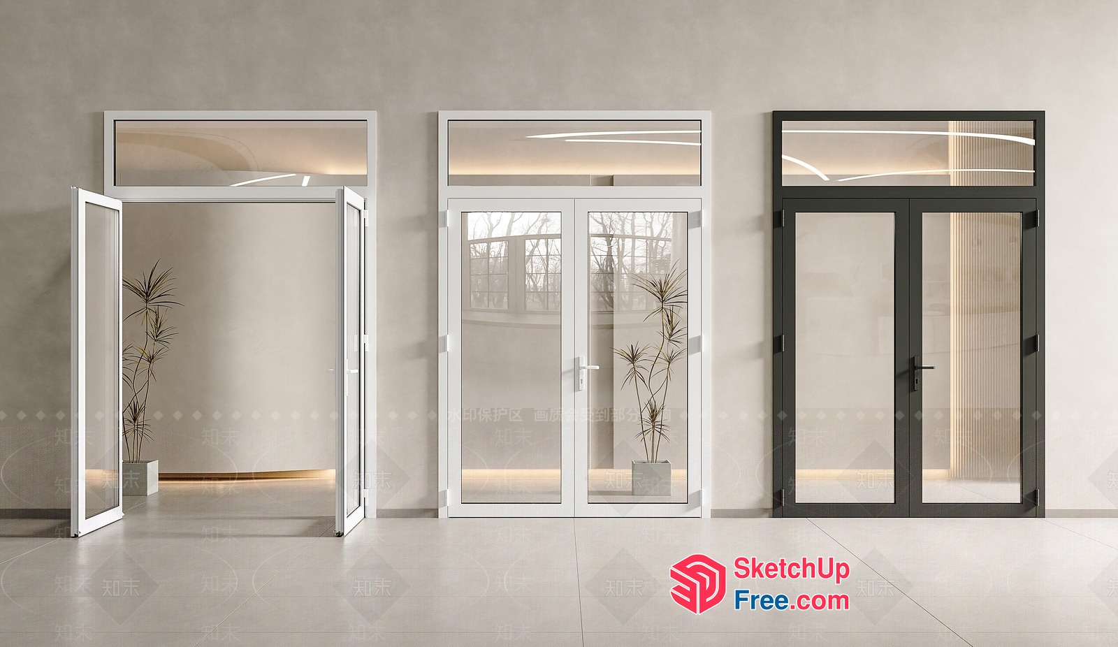Modern Glass Elevator Doors 3D SketchUp File