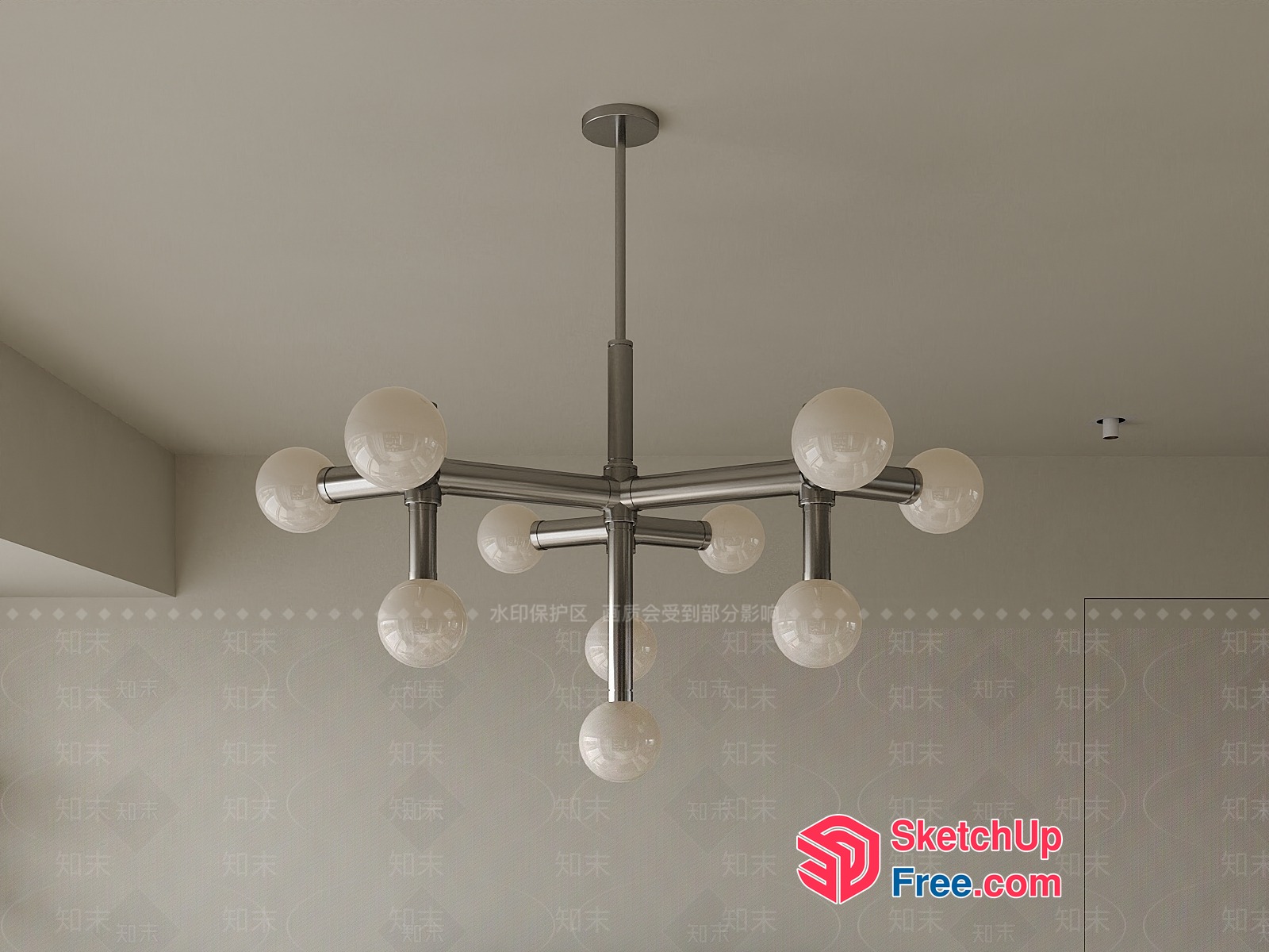 Modern Ceiling Light Fixture With Globe Lights 3D SketchUp File