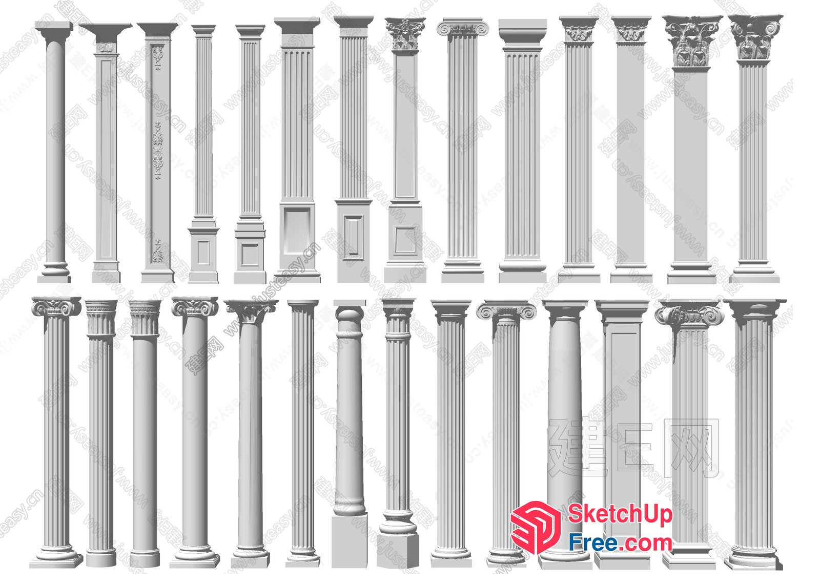 Pillars In Various Architectural Styles 3D SketchUp File