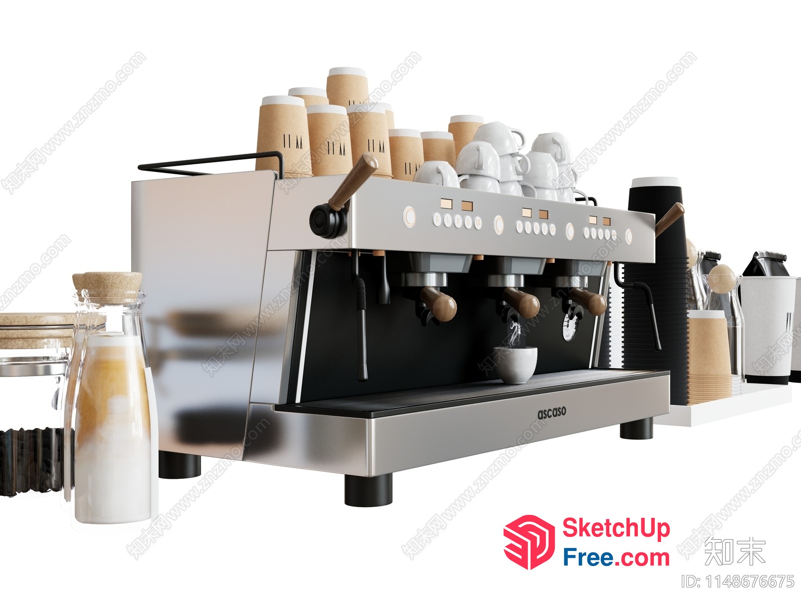 Modern Coffee Shop Interior With Sleek Espresso Machine 3D SketchUp File