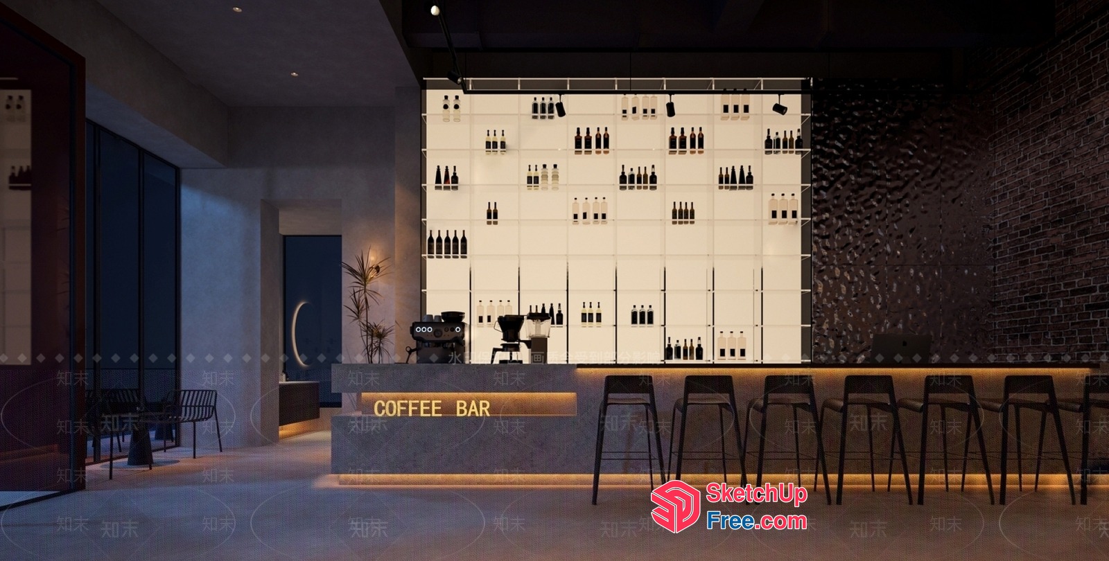 Modern Coffee Shop Interior Design 3D SketchUp File