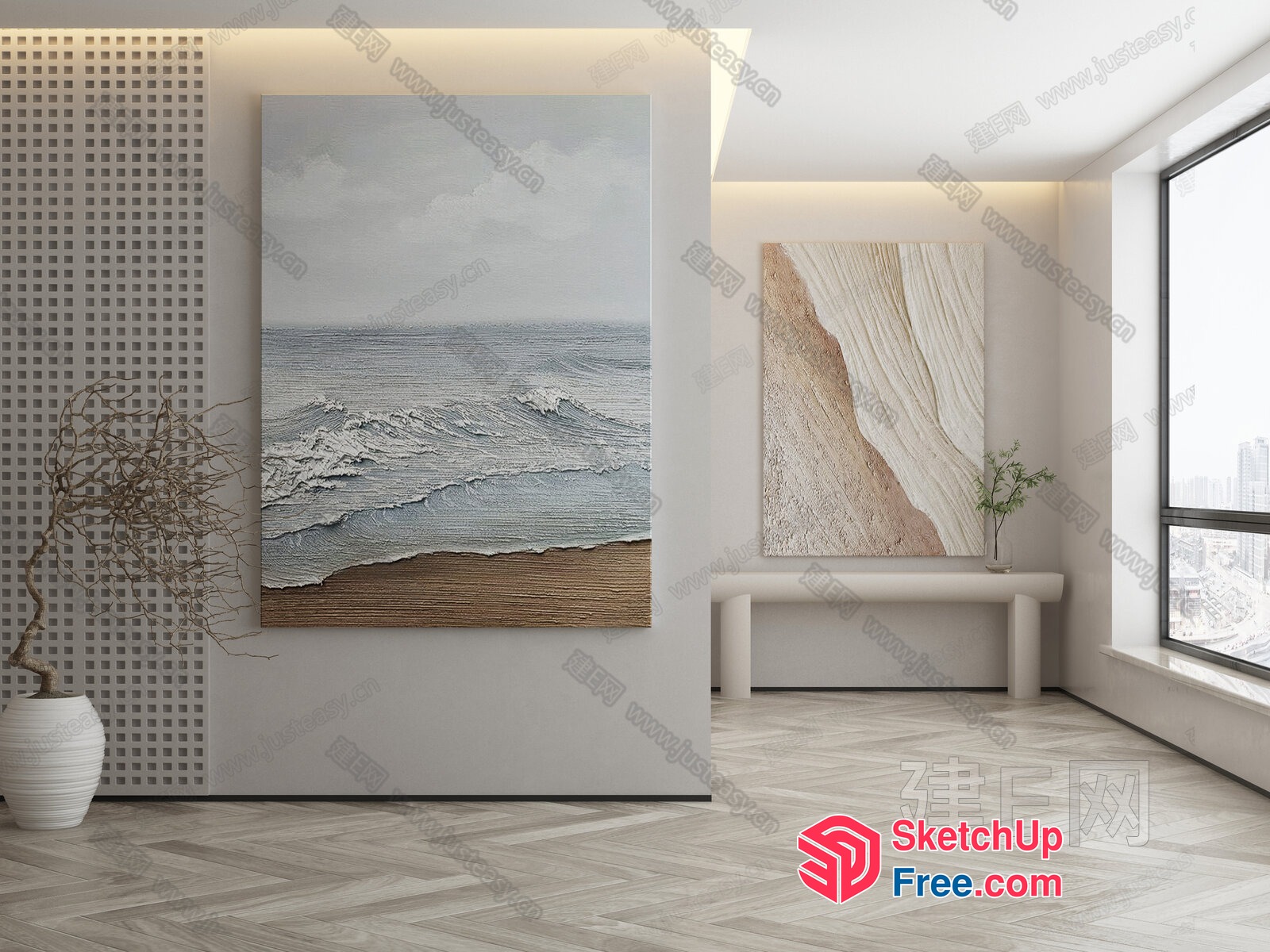 Modern Beach-Inspired Living Room Decor 3D SketchUp File