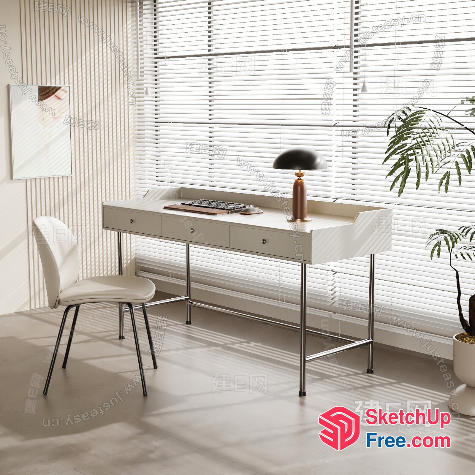 Simple Yet Elegant Modern Office Space With Natural Light 3D SketchUp File