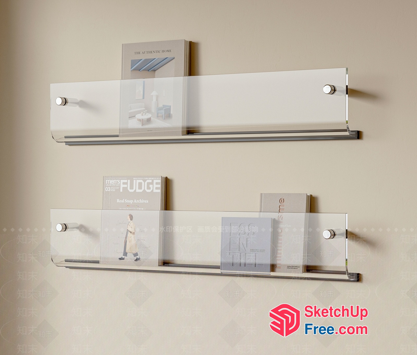 Modern Glass Shelf Display For Home Decor And Storage 3D SketchUp File
