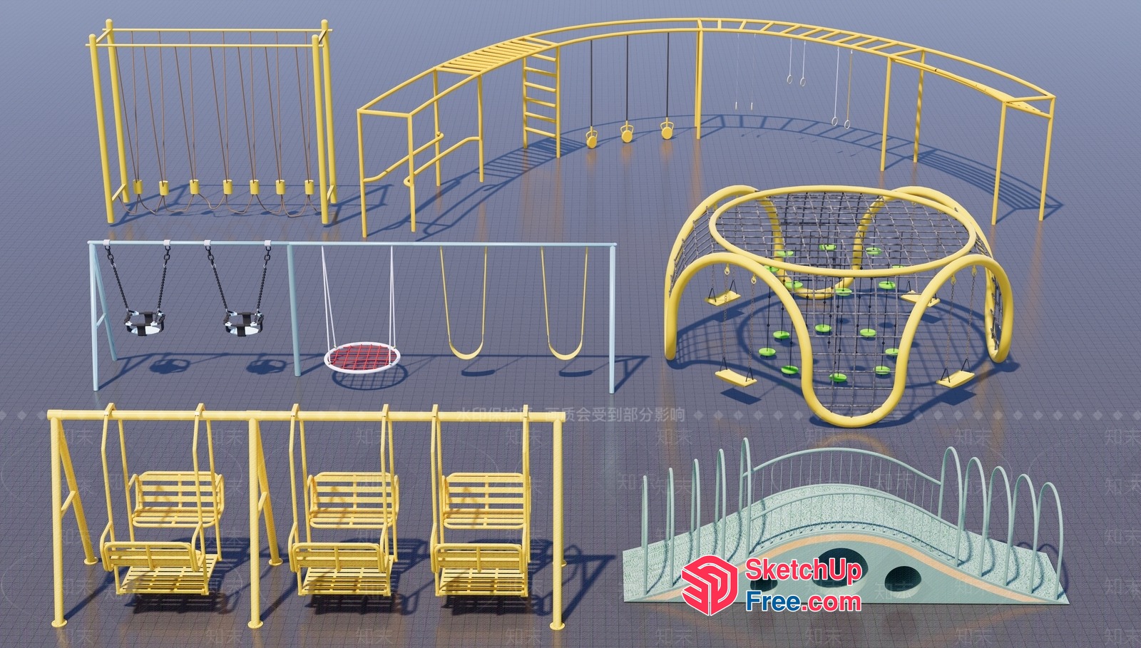 Yellow Playground Equipment Set 3D SketchUp File