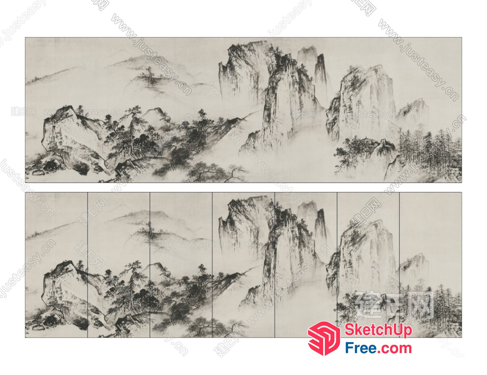 Traditional Chinese Landscape Painting 3D SketchUp File