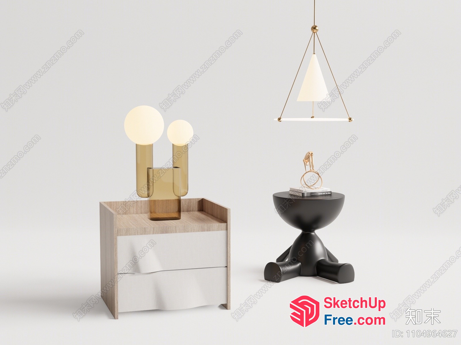 Modern Minimalist Furniture And Lighting Set 3D SketchUp File
