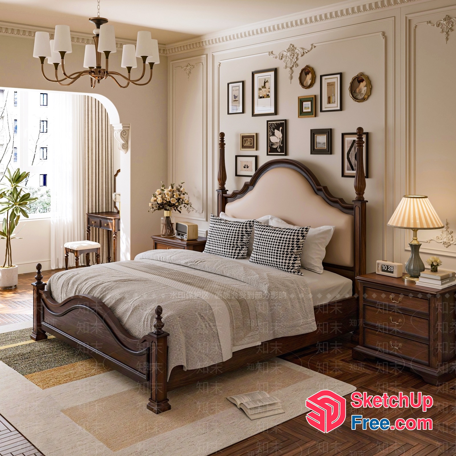 Elegant Classic Bedroom Interior 3D SketchUp File