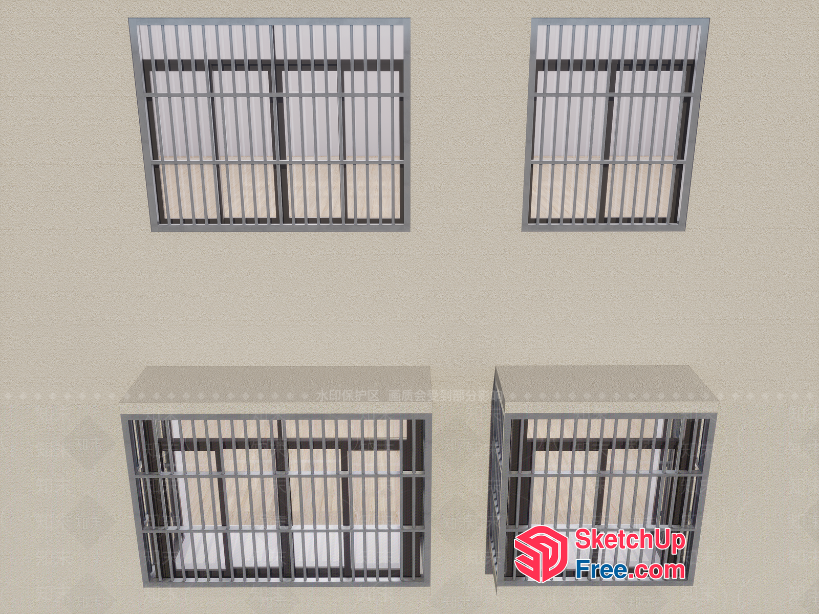 Modern Metal Grille Ceiling Lights 3D SketchUp File