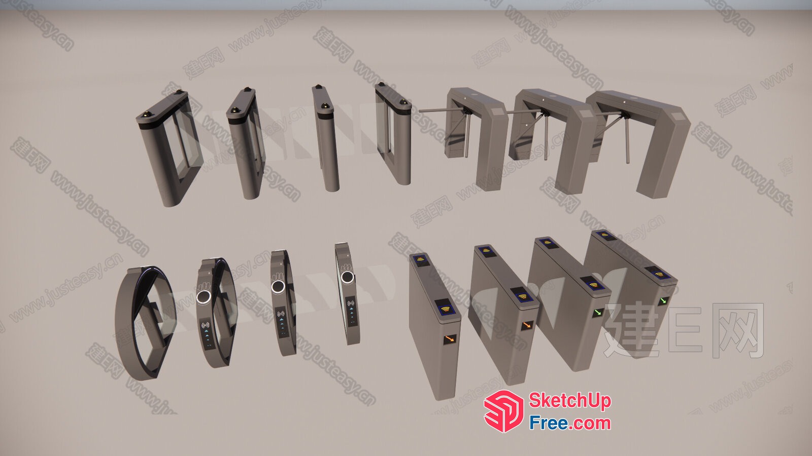 Modern Grey-Toned Security Scanner Devices 3D SketchUp File