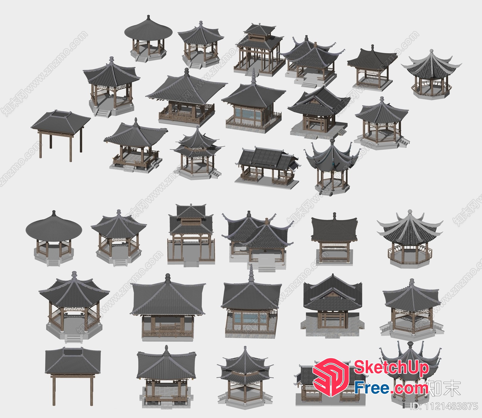 Asian Pavilion Structures 3D SketchUp File