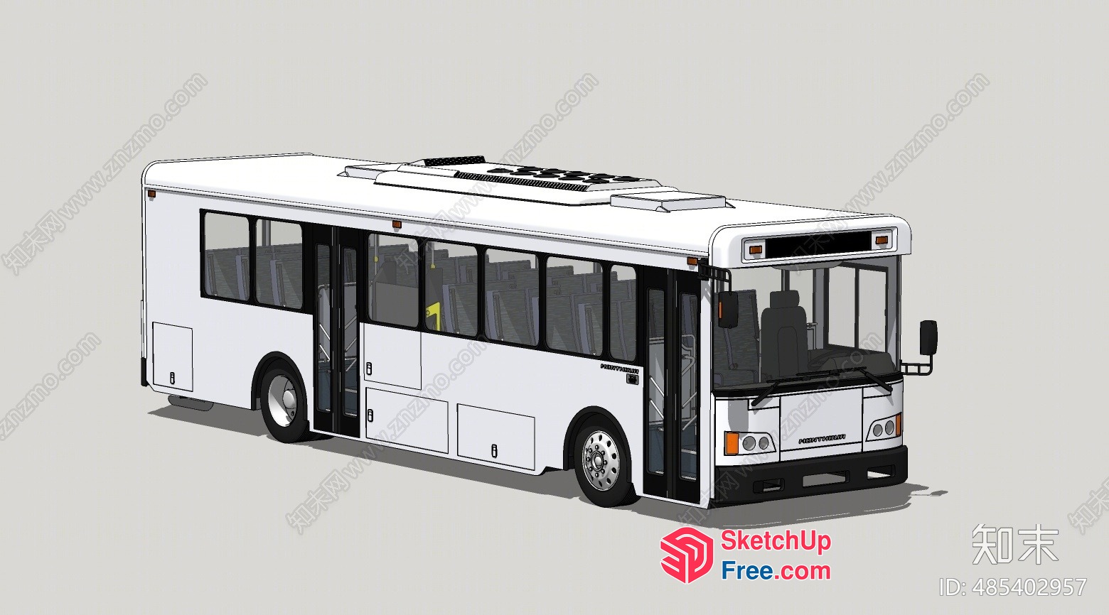 White Bus With Black And Gray Accents 3D SketchUp File