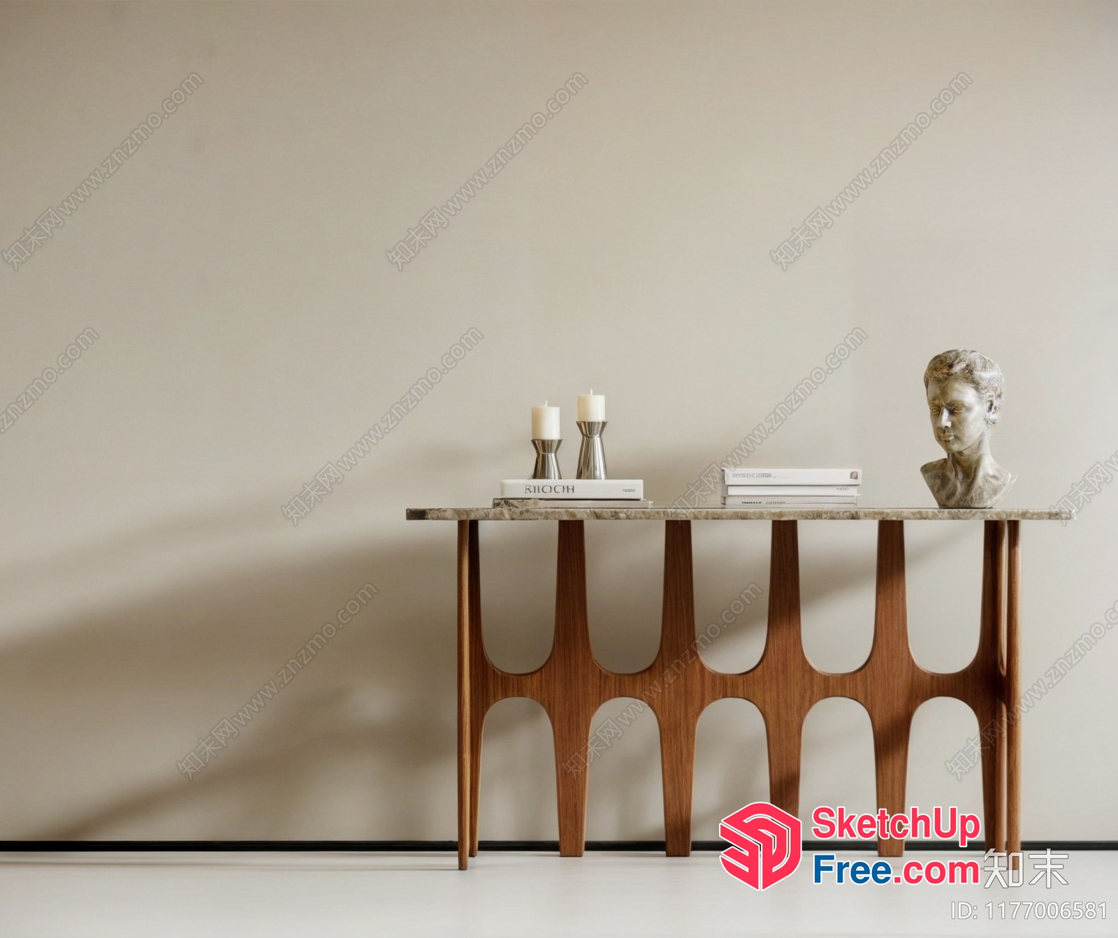 Elegant Mid-Century Modern Console Table 3D SketchUp File