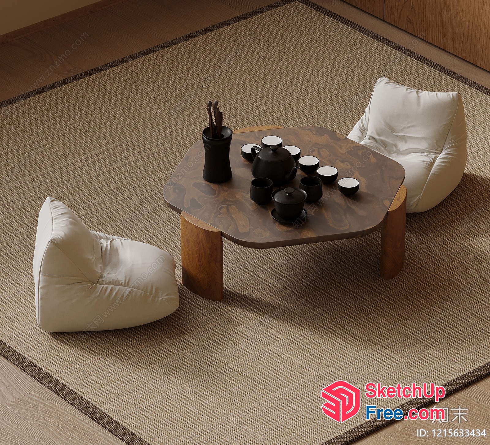 Simple Japanese-Style Living Room 3D SketchUp File