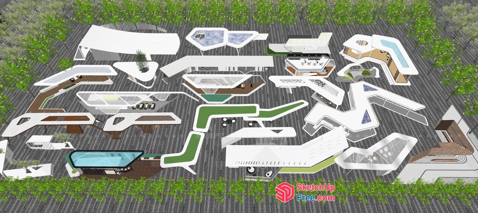 Modern Contemporary Villa With Outdoor Spaces And Pools 3D SketchUp File