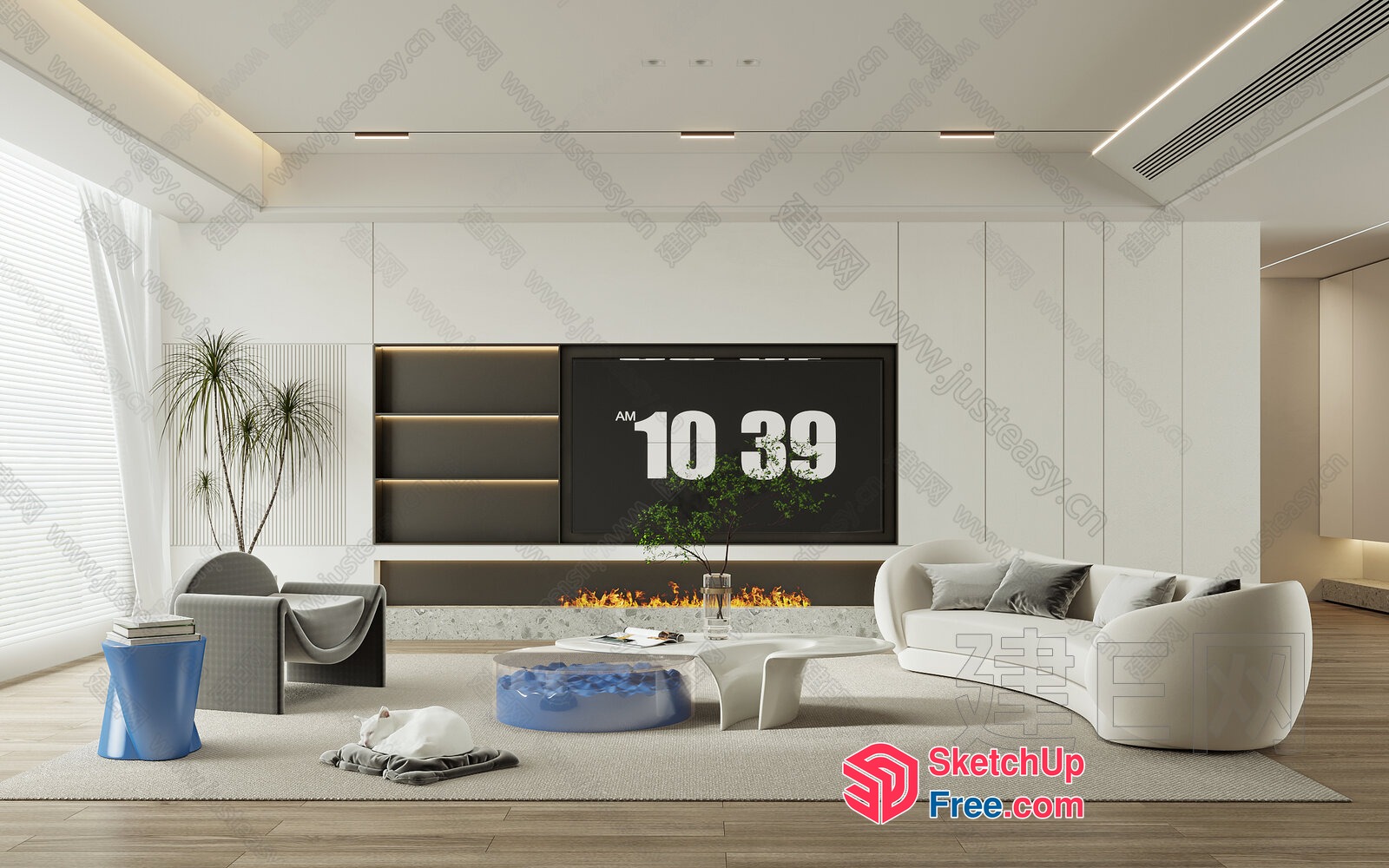 Modern Living Room With White And Gray Accents 3D SketchUp File
