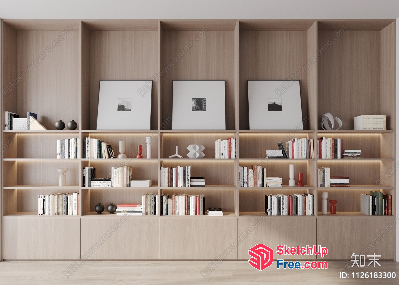 Minimalist Bookcase And Art Display 3D SketchUp File