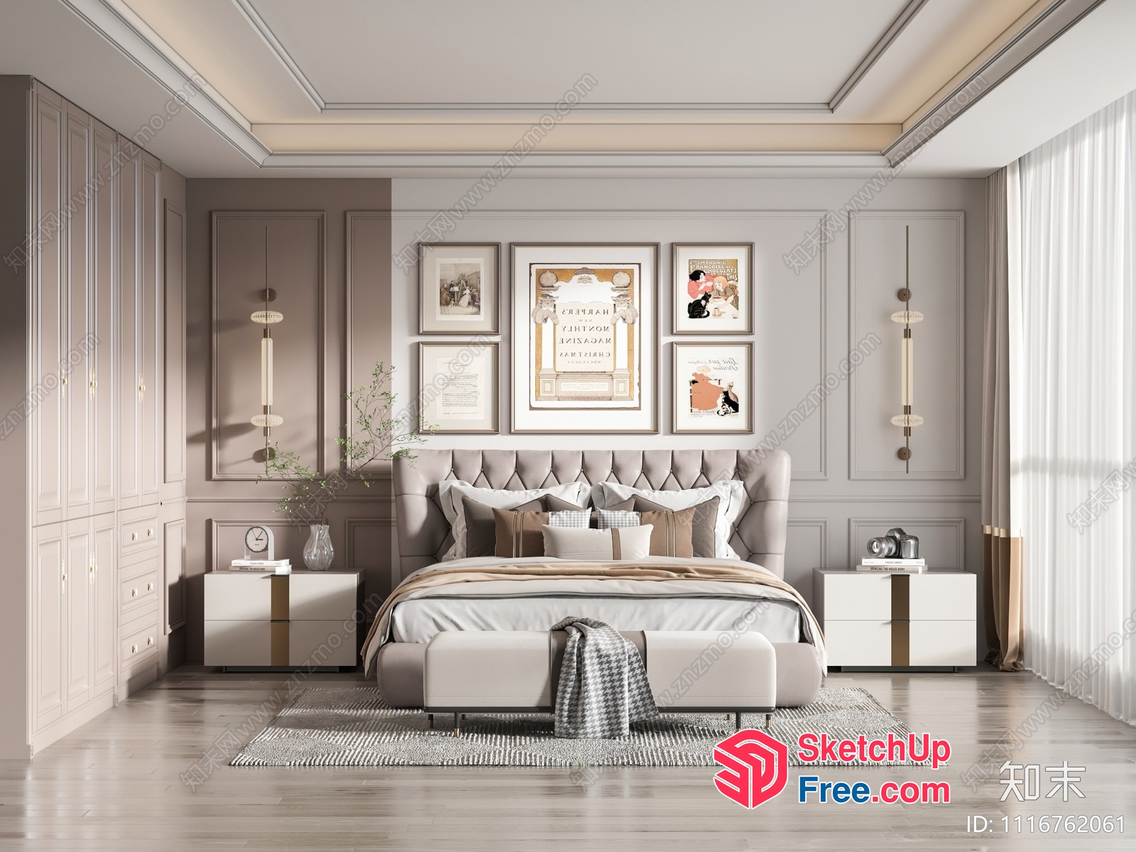 Elegant And Serene Bedroom Design 3D SketchUp File