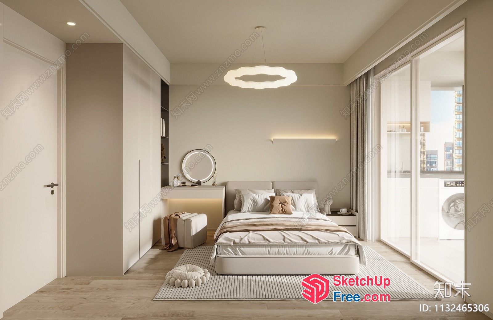 Modern White Minimalist Bedroom Interior 3D SketchUp File