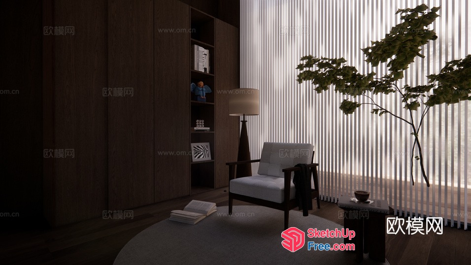 Cozy Modern Living Room With Elegant Furniture And Natural Light 3D SketchUp File