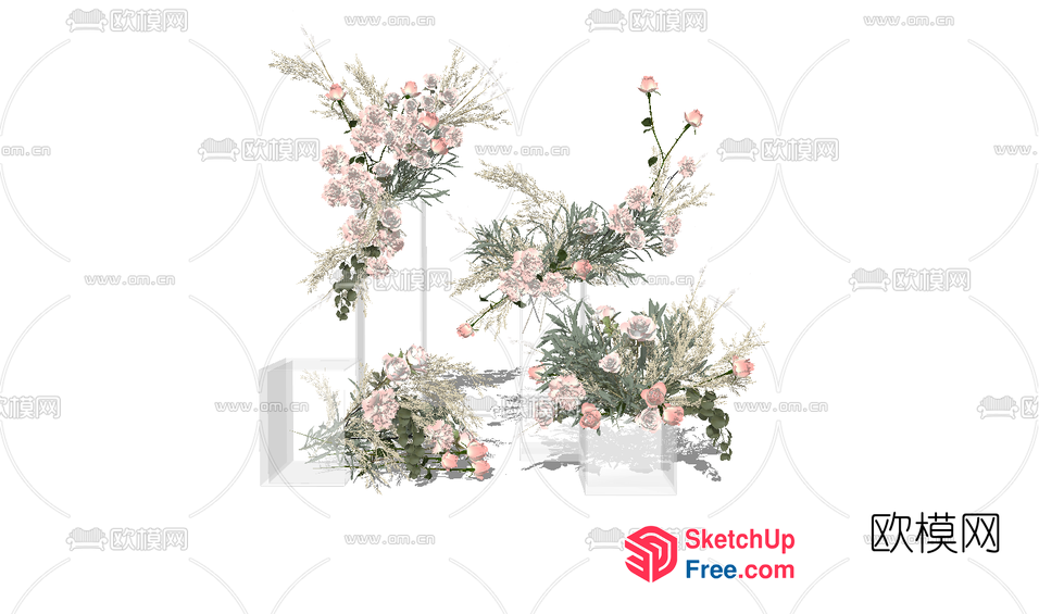 Elegant Floral Arrangement With Delicate Pastel Shades 3D SketchUp File