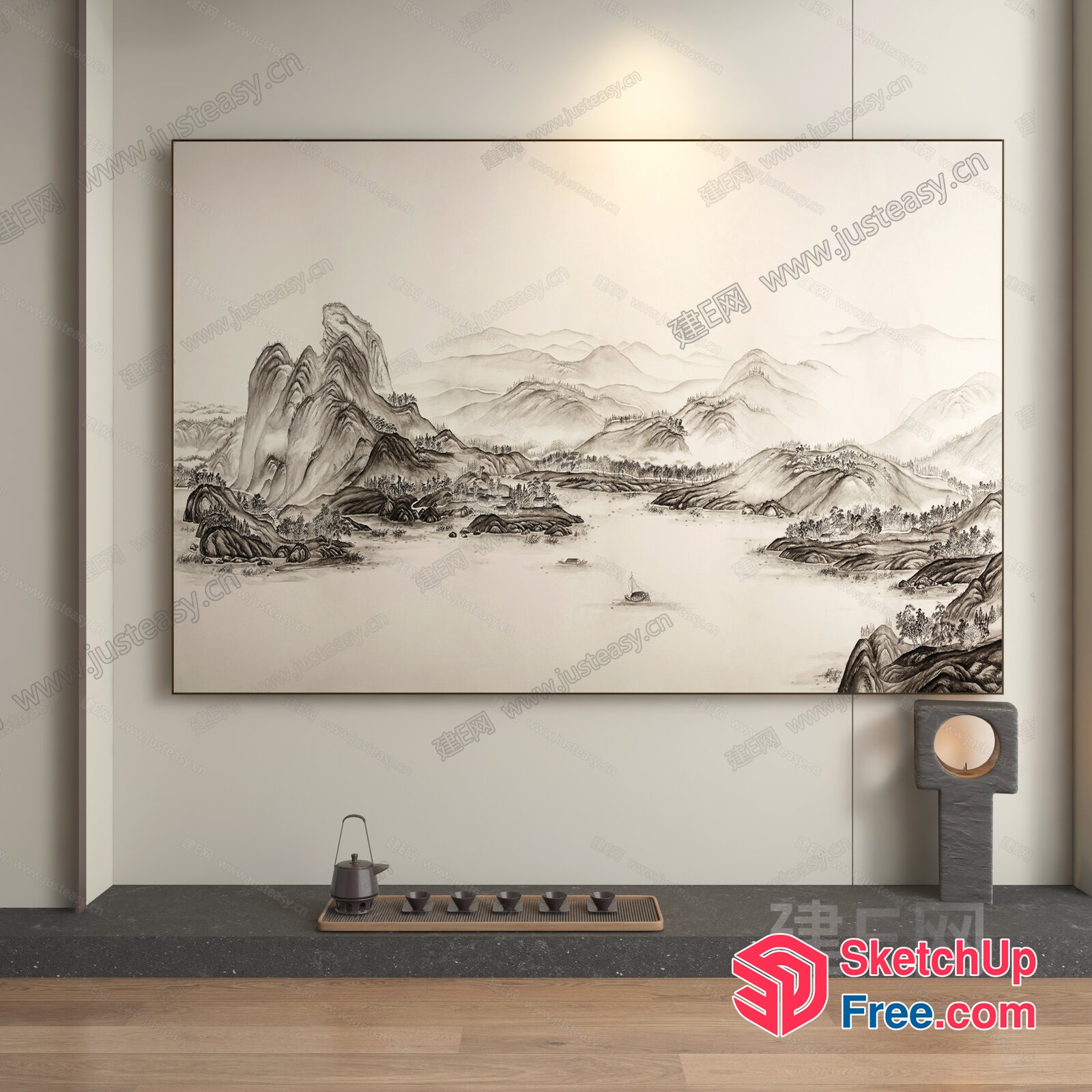 Traditional Japanese Landscape Painting 3D SketchUp File