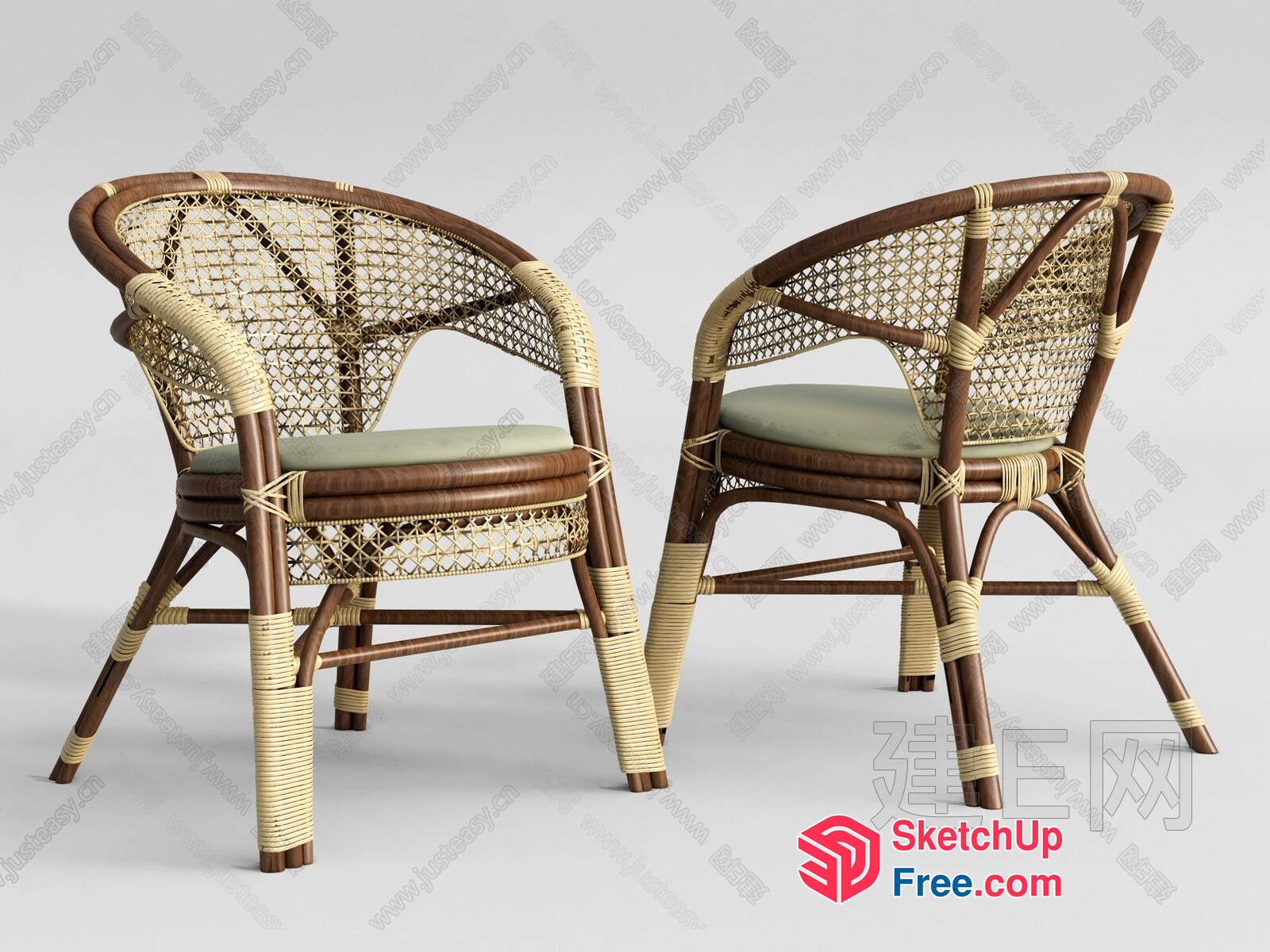 Rattan Chair And Table Set 3D SketchUp File