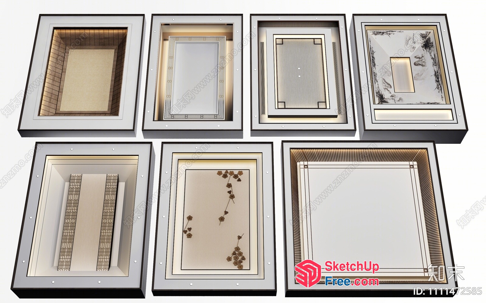 Luxury White Framed Ceiling Designs 3D SketchUp File