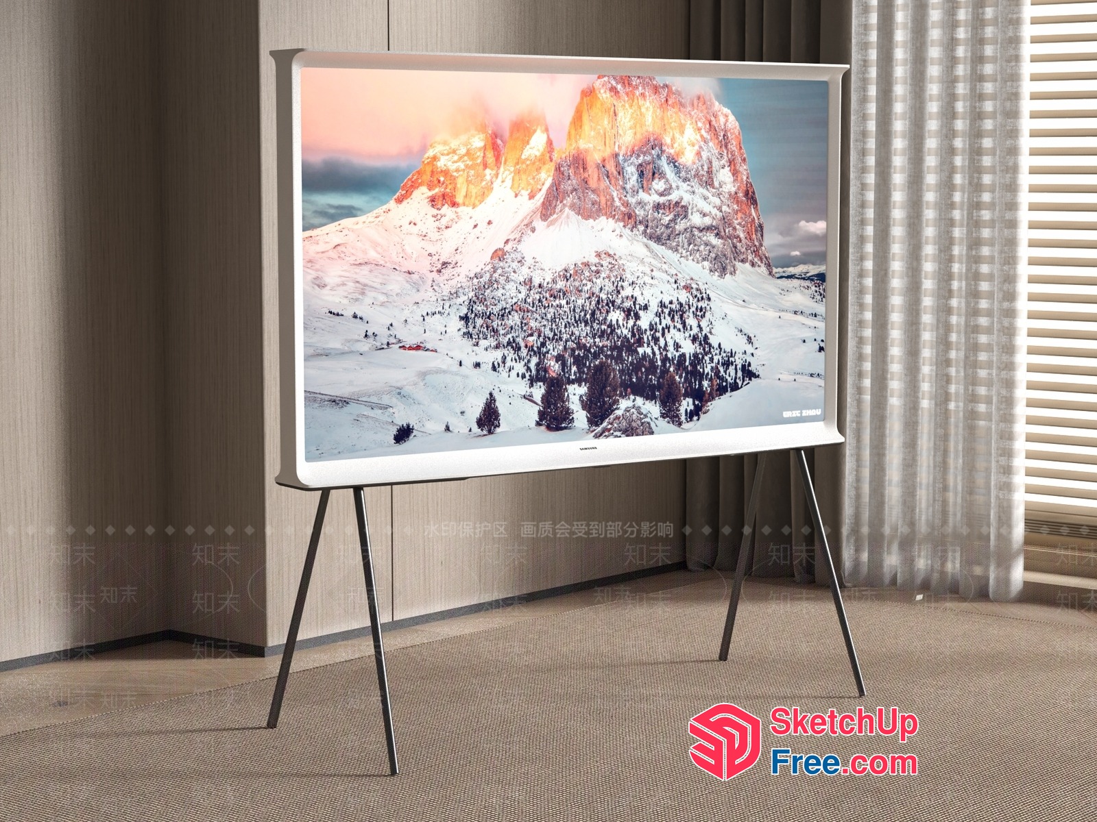 Modern Mountain Landscape Tv Stand 3D SketchUp File