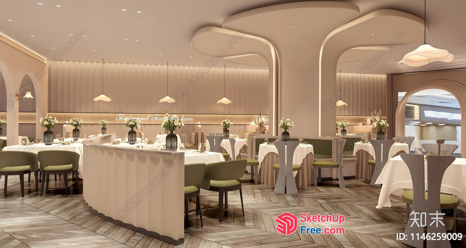 Elegant Modern Restaurant Interior Design 3D SketchUp File