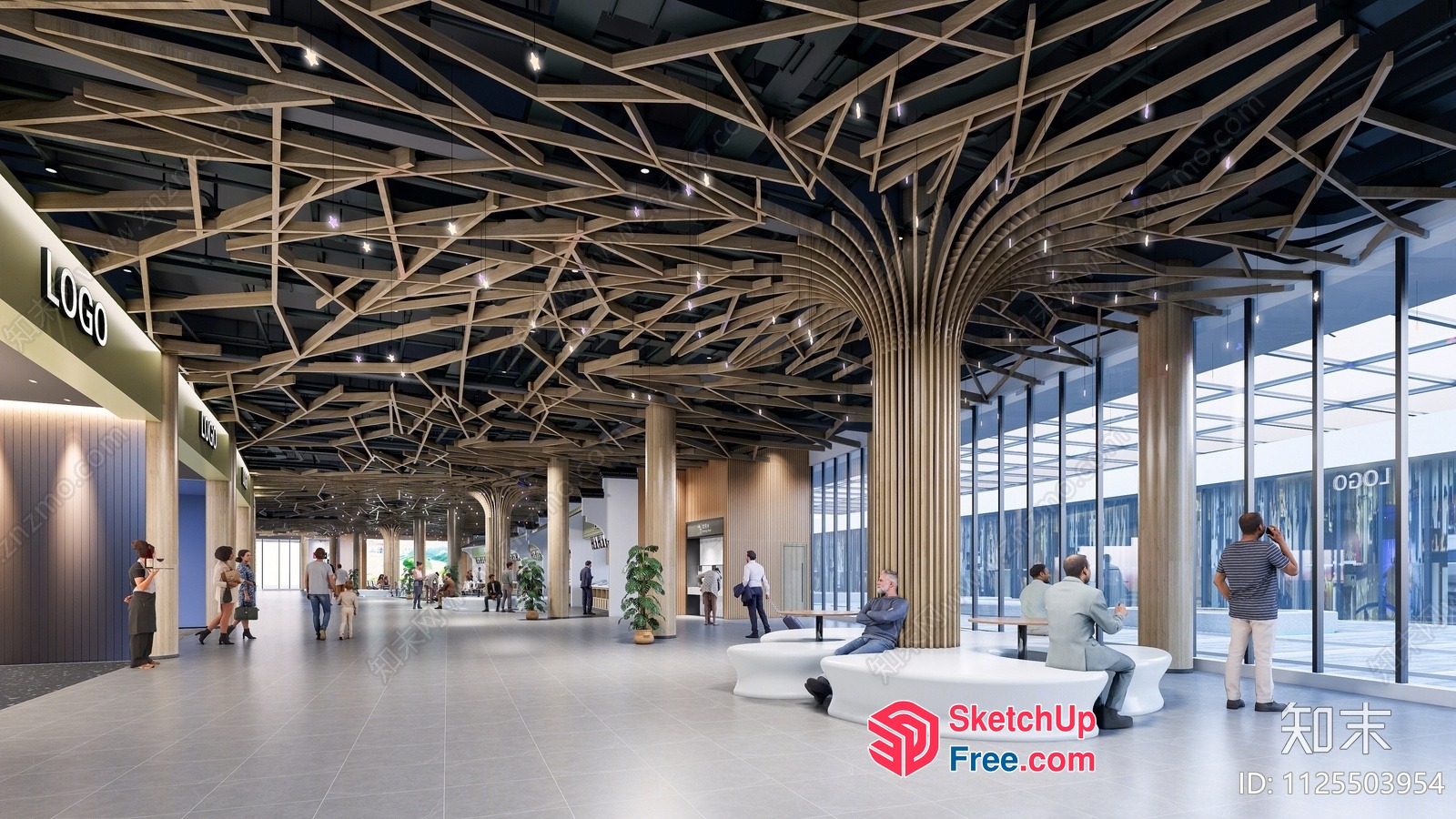 Modern Interior Design With Unique Ceiling Detail 3D SketchUp File