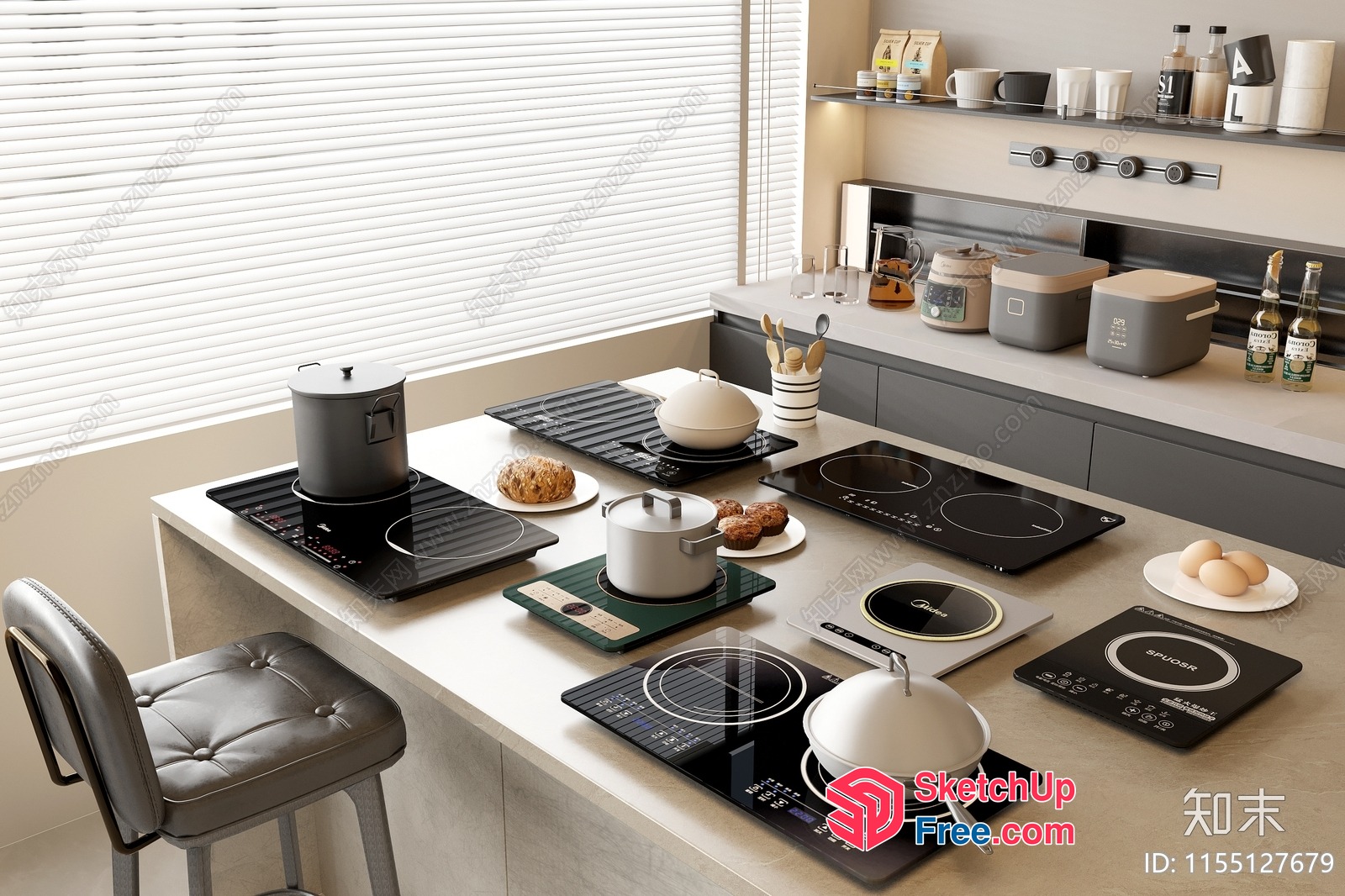 Modern Kitchen With Multiple Cooking Stations And Appliances 3D SketchUp File